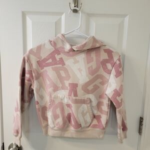 GAP Girls Pink and Cream Logo Hoodie Size Medium
